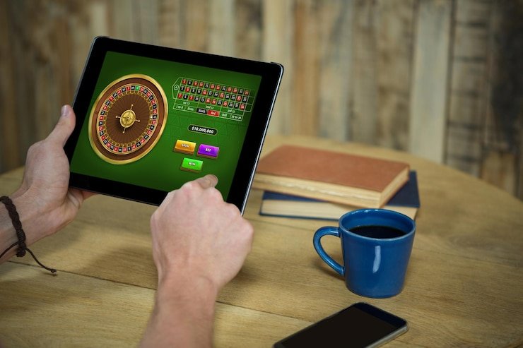 Antarmuka permainan Dice Game di platform royaldomino dengan kontrol taruhan dan hasil dadu